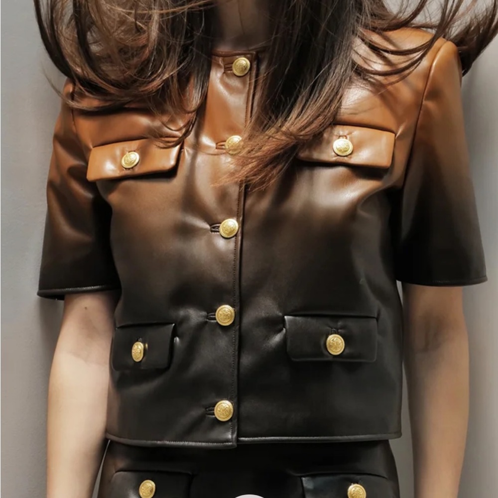 Le Superbe size 2 Brown ombré pleather jacket
